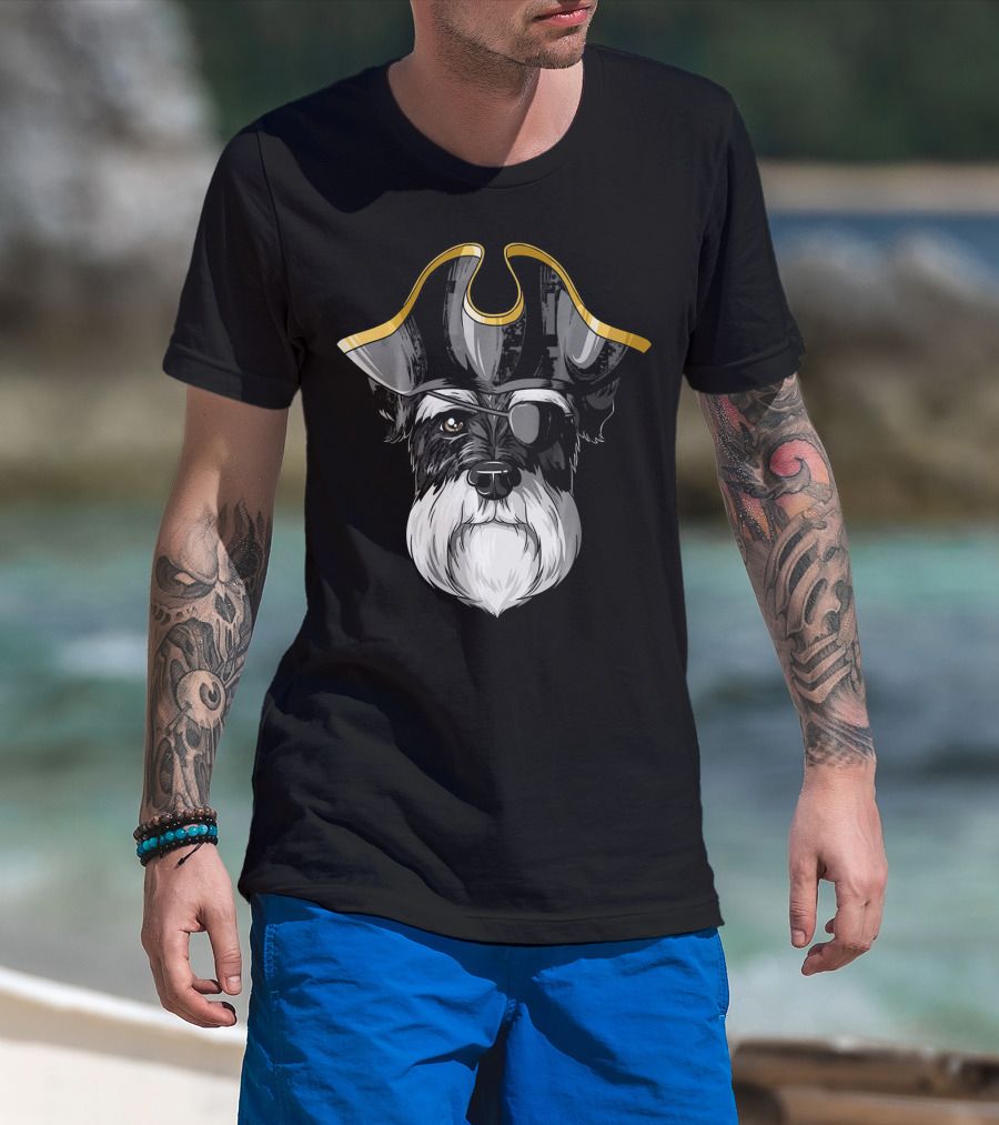 Pirate Schnauzer With Eyepatch And Pirate Hat T-Shirt