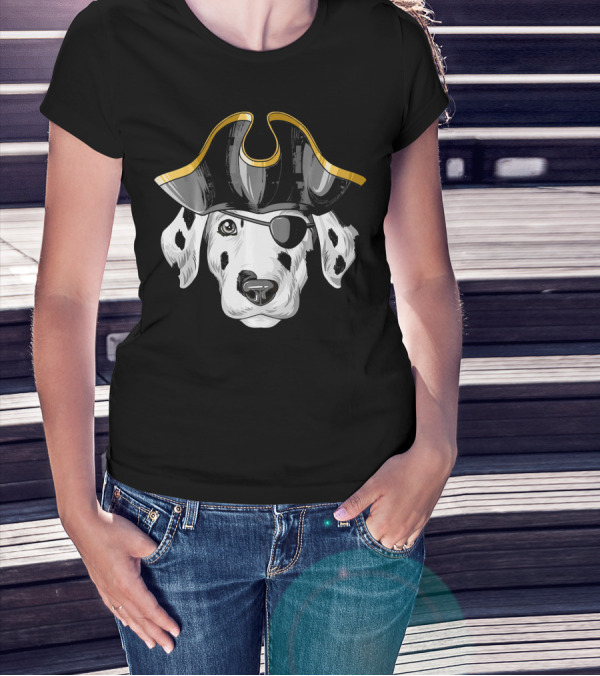 Pirate Dalmatian Eyepatch Tricorn Hat Dalmatian T-Shirt