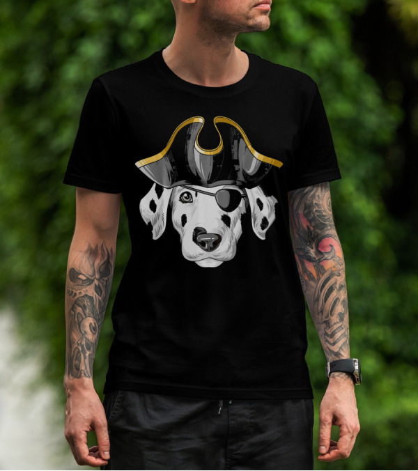 Pirate Dalmatian Eyepatch Tricorn Hat Dalmatian T-Shirt
