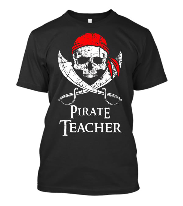 Pirate Teacher Skull Crossed Swords Bandana T-Shirt