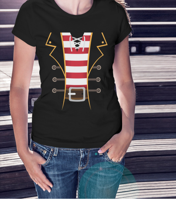 Pirate Buccaneer Novelty Diy Costume Striped Shirt Belt T-Shirt