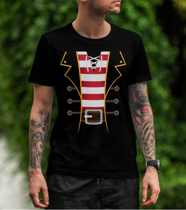 Pirate Buccaneer Novelty Diy Costume Striped Shirt Belt T-Shirt