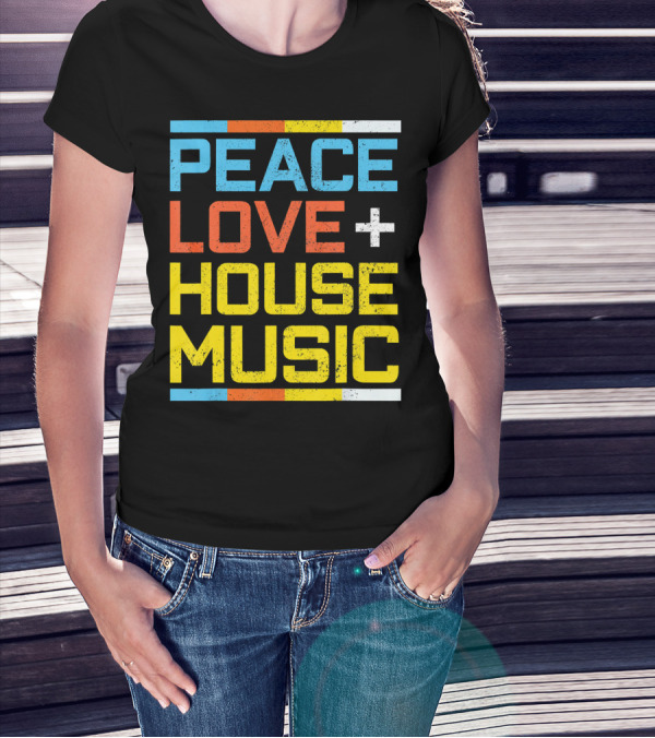 Peace Love House Music Vintage Retro T-Shirt