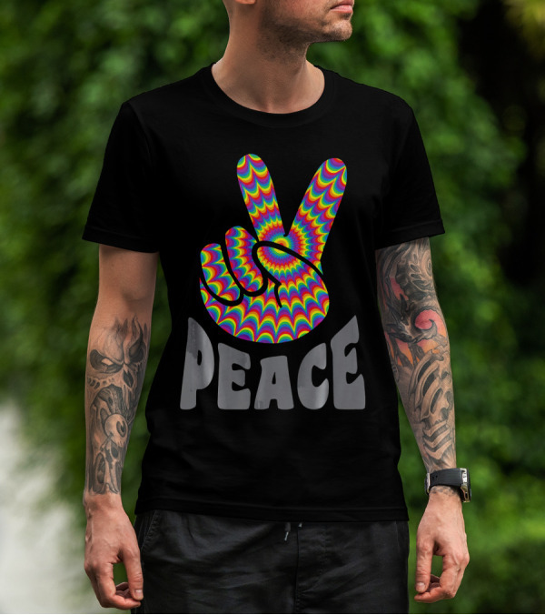 Peace Sign V Hand Groovy Tie Dye T-Shirt