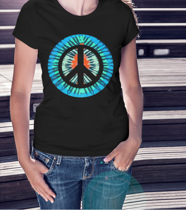 Tie Dye Peace Sign Colorful Retro Psychedelic 60s T-Shirt