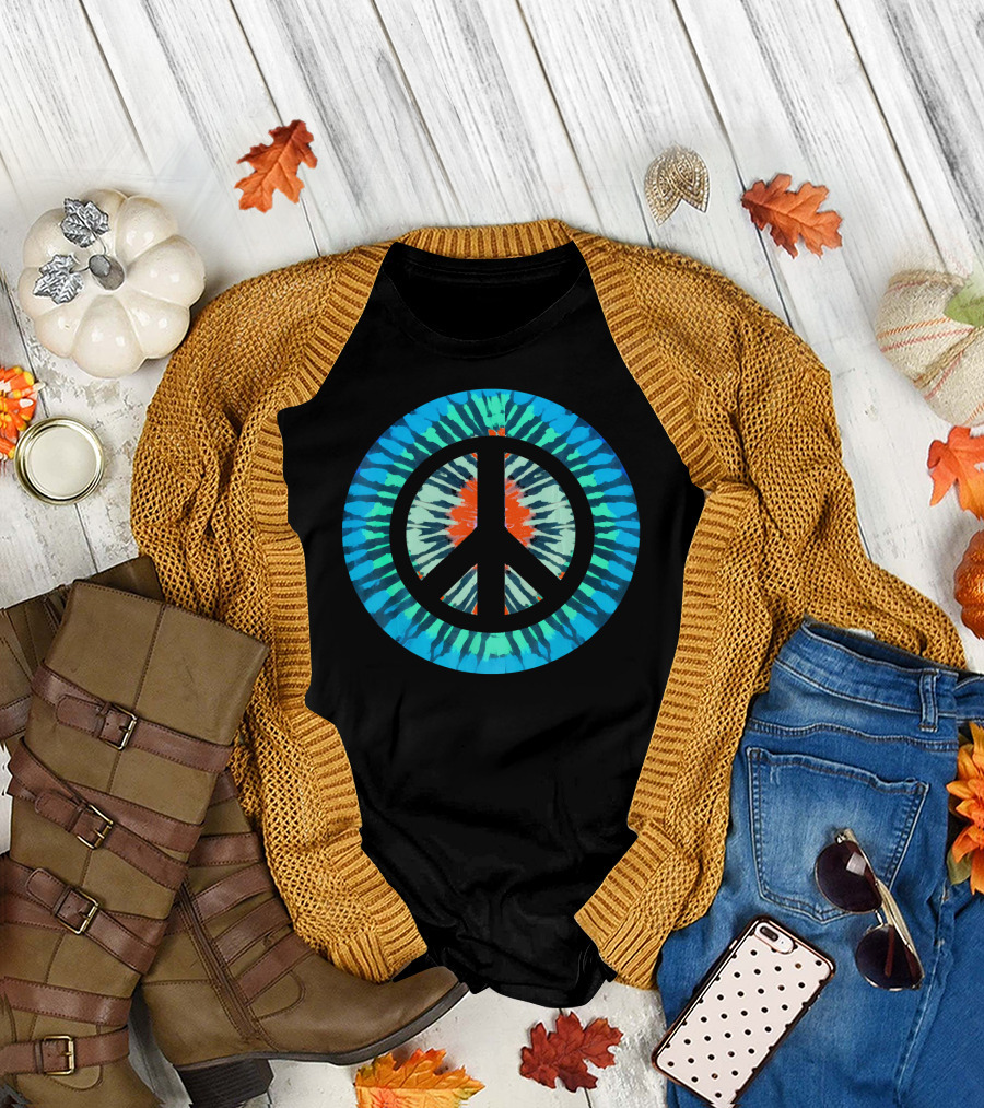 Tie Dye Peace Sign Colorful Retro Psychedelic 60s T-Shirt