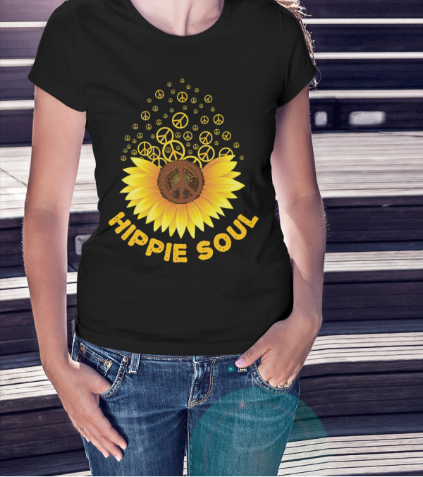 Hippie Soul Sunflower Peace Signs T-Shirt