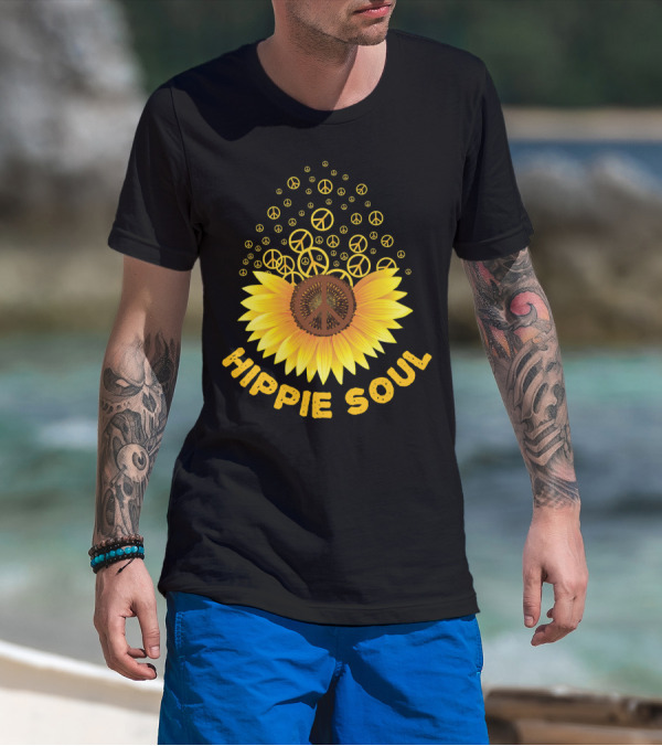 Hippie Soul Sunflower Peace Signs T-Shirt