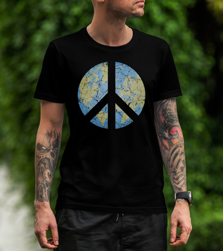 Vintage Earth Peace Symbol World Peace T-Shirt