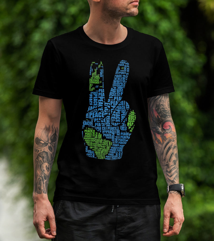 Peace Sign Fingers Hand Earth Love Peace Peace Peace Hippi T-Shirt