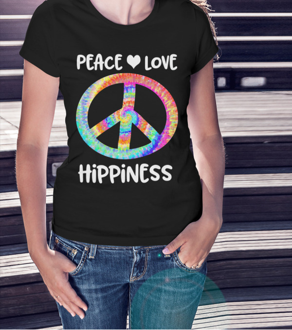 Peace Love Hippiness Tie Dye Peace Sign T-Shirt