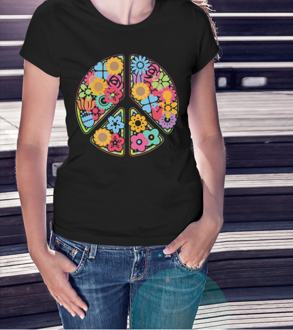 Flower Peace Love Imagine Floral T-Shirt