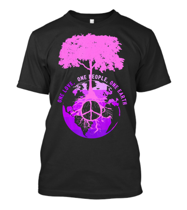One Love One People One Earth Peace Sign Tree Earth Day T-Shirt