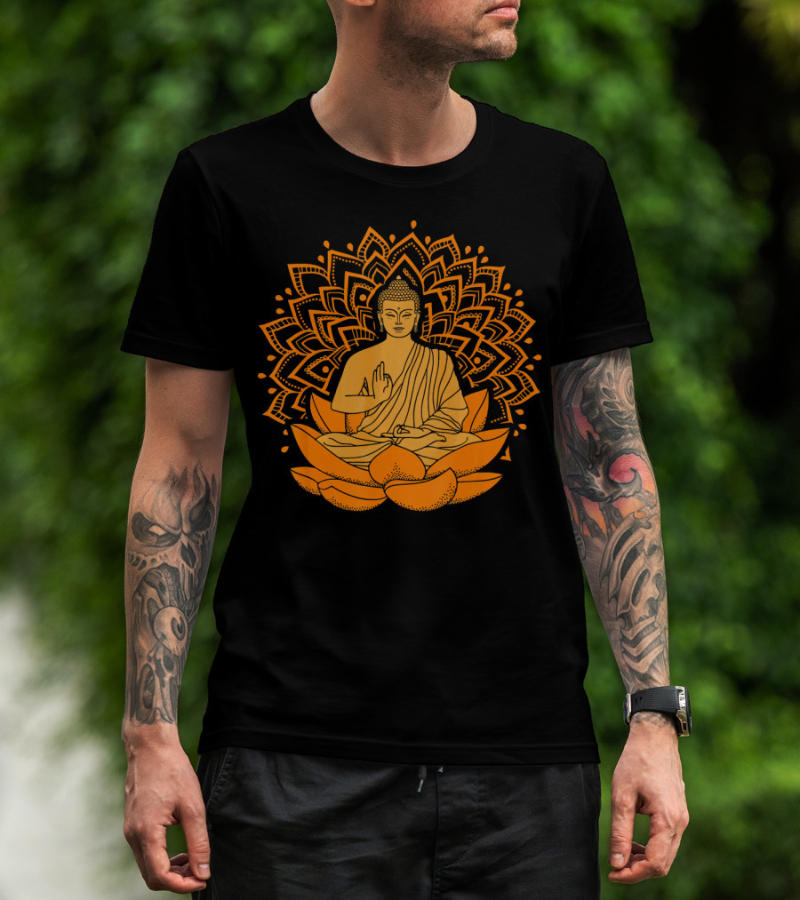 Inner Peace Buddha On Lotus Mandala Relax And Let It Go T-Shirt