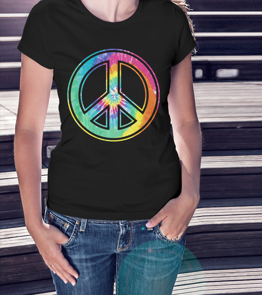 Tie Dye Peace Sign Rainbow Colors T-Shirt