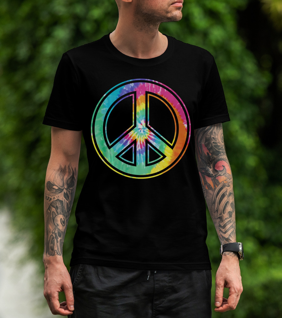 Tie Dye Peace Sign Rainbow Colors T-Shirt