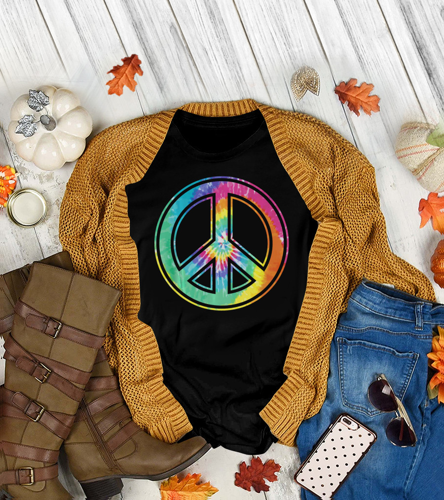 Tie Dye Peace Sign Rainbow Colors T-Shirt