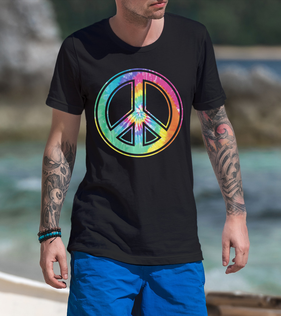Tie Dye Peace Sign Rainbow Colors T-Shirt