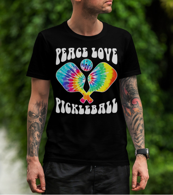 Peace Love Pickleball Vintage Tie Dye Paddles T-Shirt