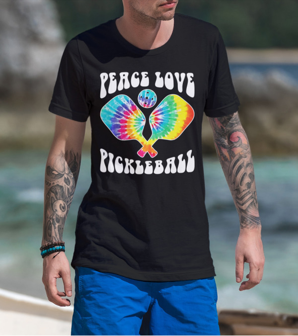 Peace Love Pickleball Vintage Tie Dye Paddles T-Shirt