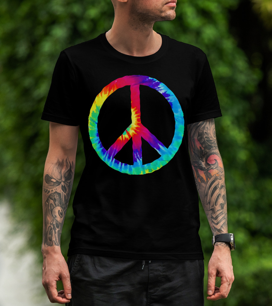 Hippie Rainbow Tie Dye Peace Sign T-Shirt
