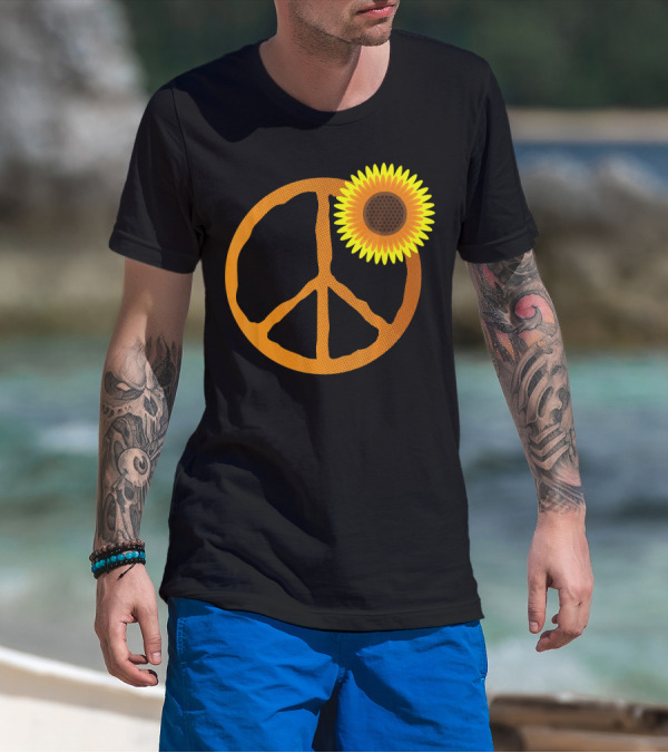 Sunflower Peace Sign Hippie Groov Flower T-Shirt