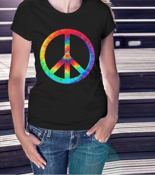 PEACE SIGN Tie Dye Rainbow Hippies T-Shirt