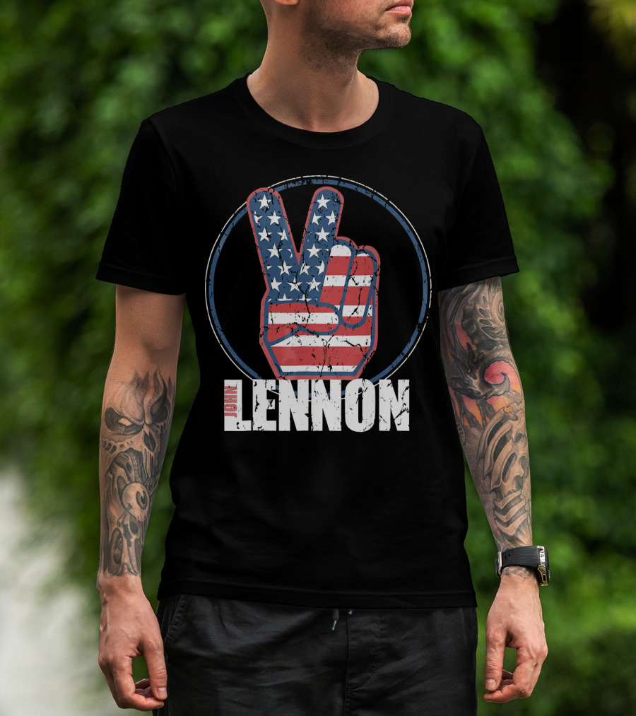 John Lennon Red White Blue Peace American Flag Victory T-Shirt