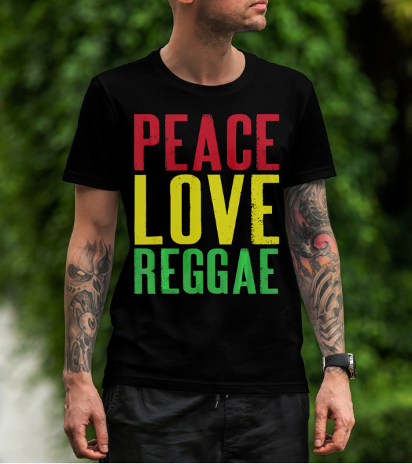 Peace Love Reggae Jamaican Colors T-Shirt