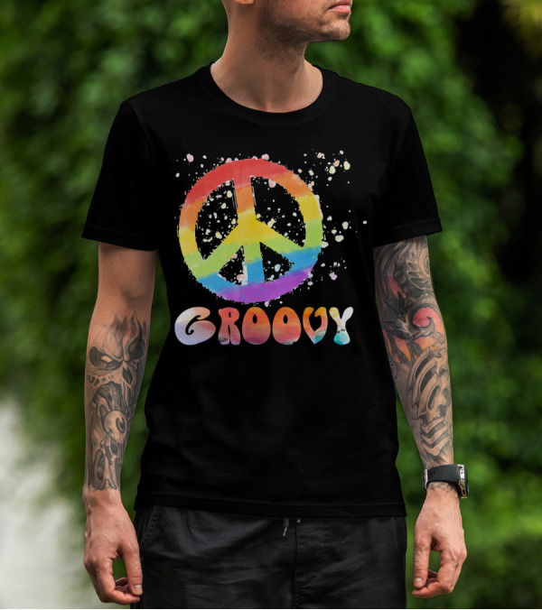Peace Sign Groovy Retro 60s 70s Rainbow Psychedelic T-Shirt
