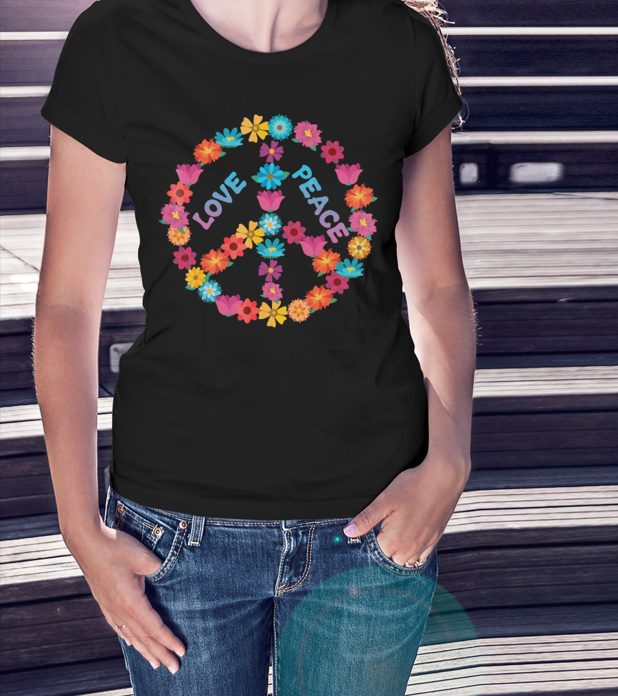 Love Peace Flower Vintage Sign T-Shirt