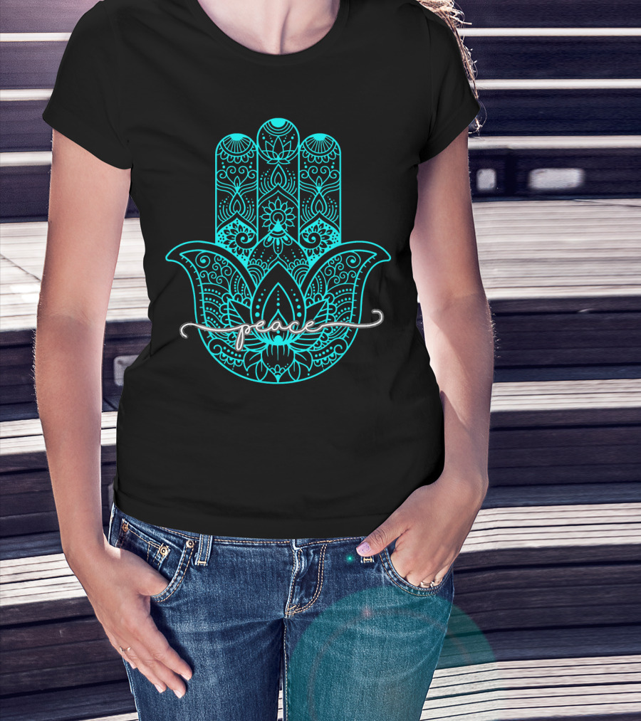 Peace Hamsa Mandala Yoga Gym T-Shirt