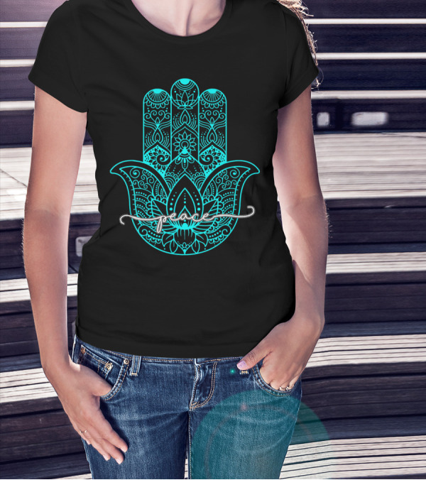 Peace Hamsa Mandala Yoga Gym T-Shirt