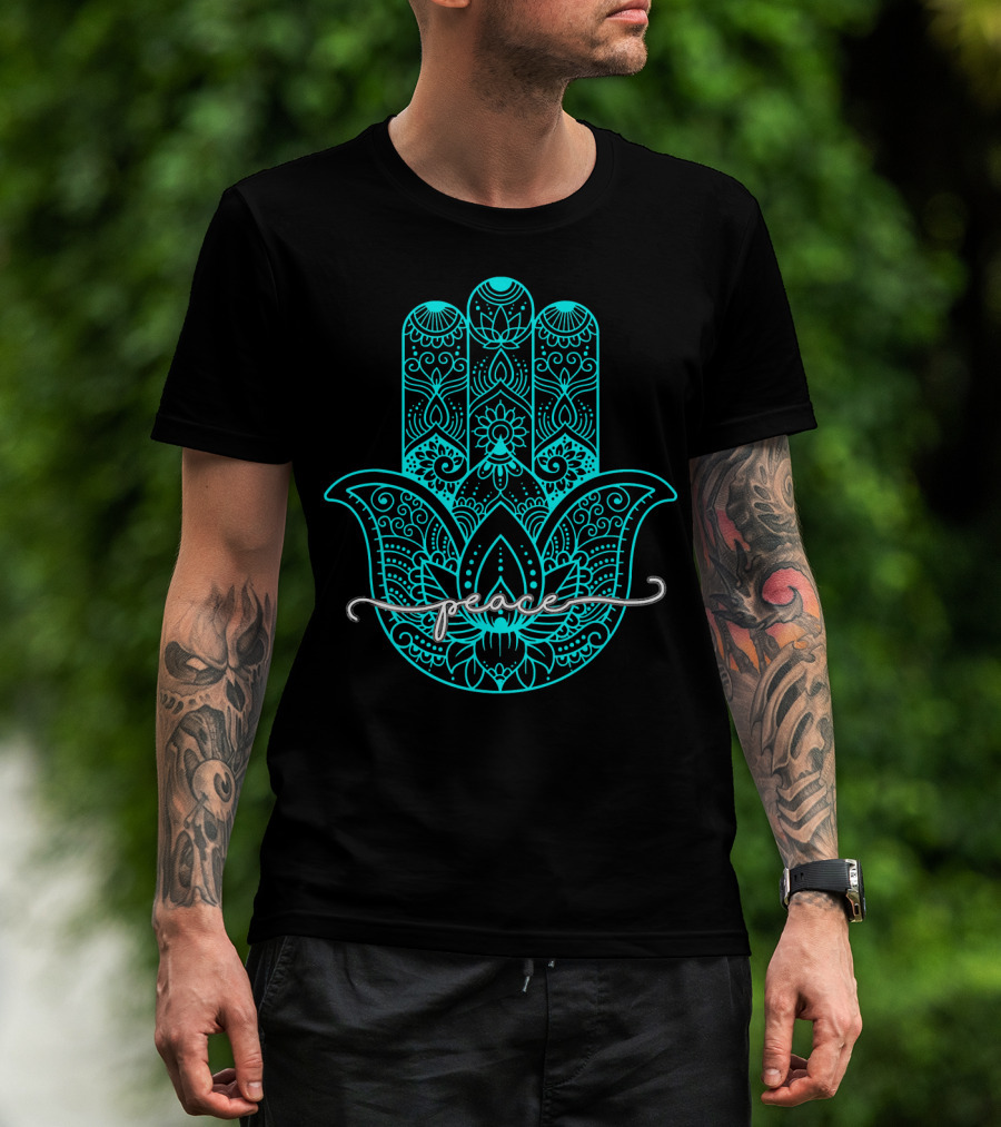 Peace Hamsa Mandala Yoga Gym T-Shirt