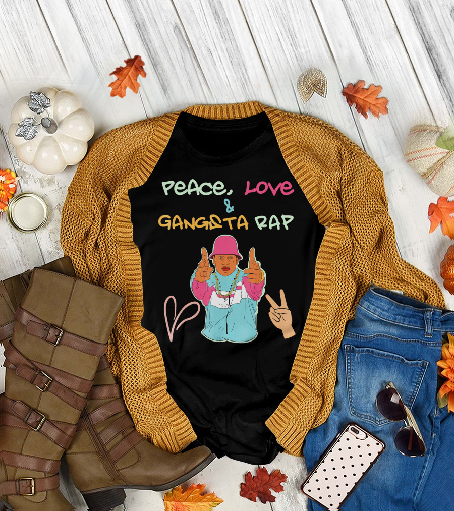 Peace Love and Gangsta Rap Hippy Hiphop Unis T-Shirt