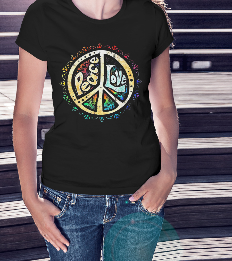 Peace Love Tee Colorful Peace Sign Mandala T-Shirt