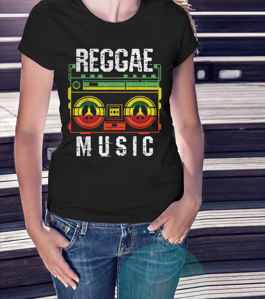 Reggae Music Peace Boombox Mens One Love T-Shirt