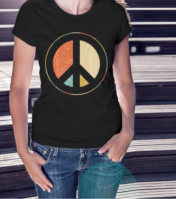 Peace Symbol Retro Tie Dye 60s 70s Hippie T-Shirt