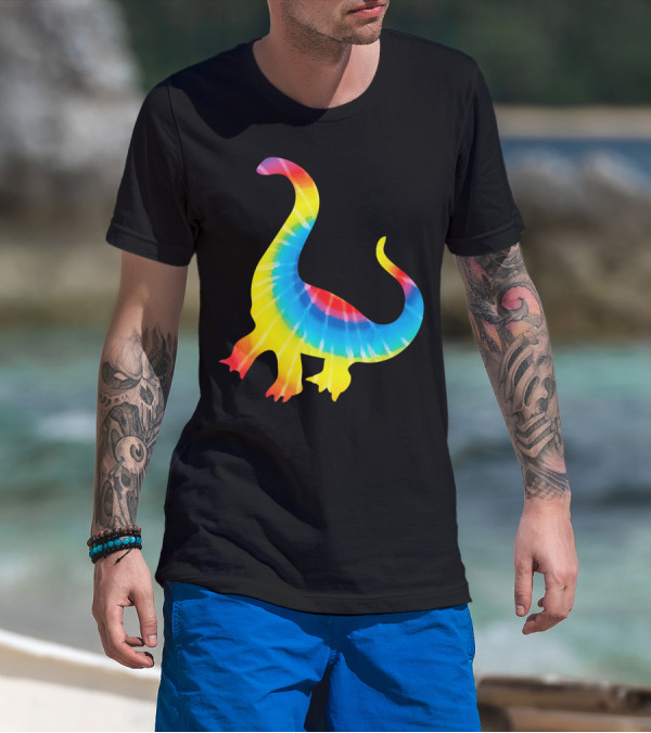 Tie Dye Rainbow Dinosaur Print Rex Hip T-Shirt
