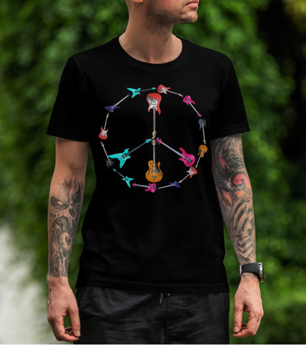 Guitar Peace Symbol Harmony Music Lover T-Shirt