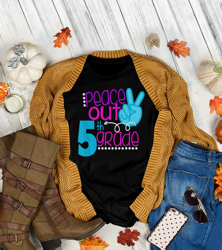 Peace Out 5th Grade First Day of School T-Shirt