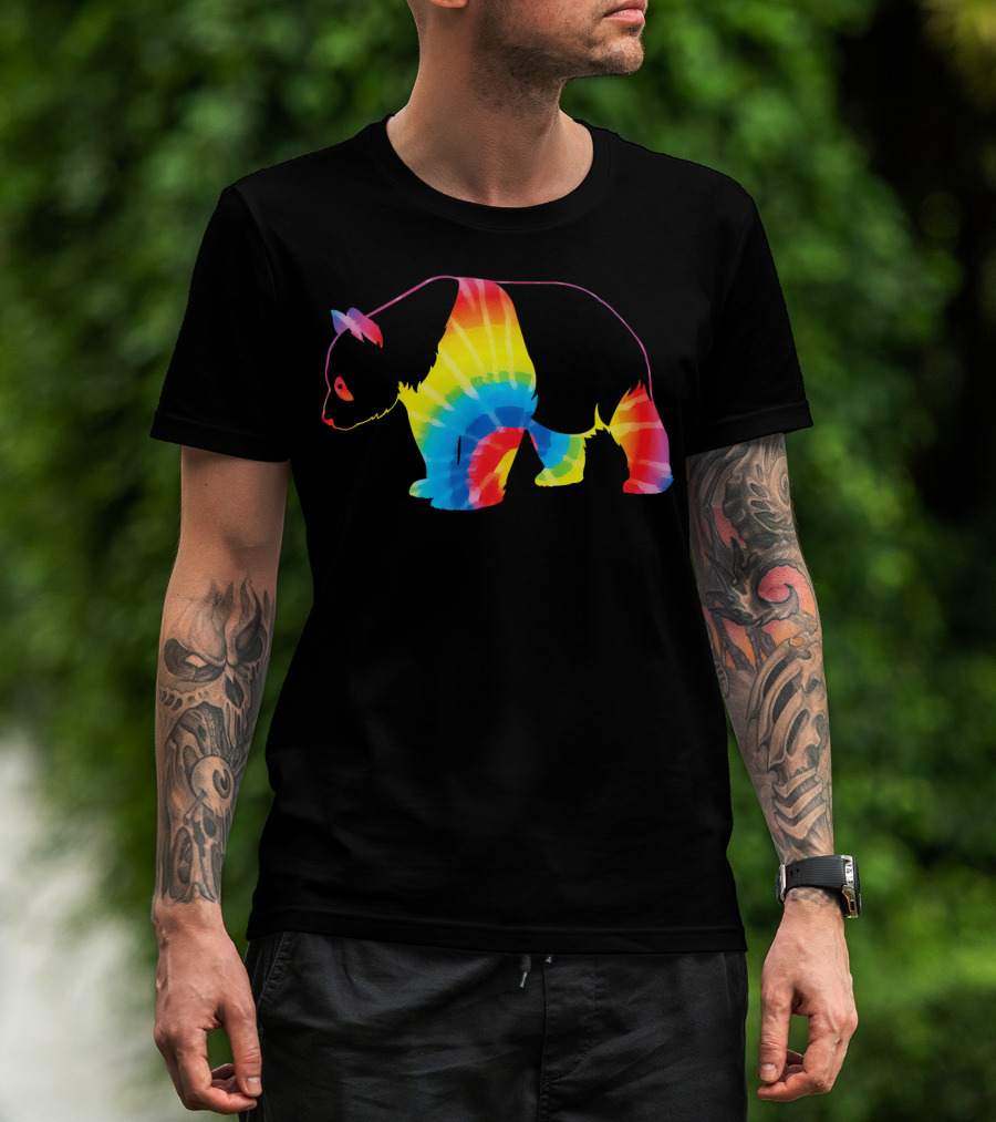 Tie Dye Rainbow Giant Panda Print T-Shirt