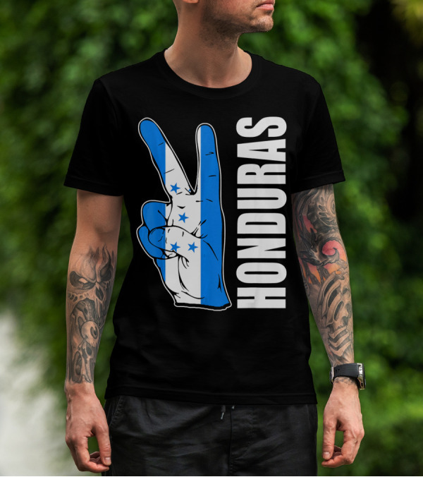 Peace In Honduras Love Hondura Honduran Flag V Sign T-Shirt