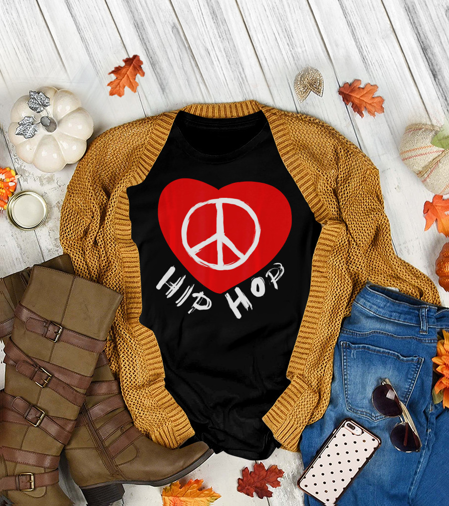Love Peace Hip Hop Heart Icon for Dancing Enthusiasts T-Shirt