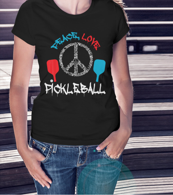 Peace Love Pickleball Funny Player T-Shirt