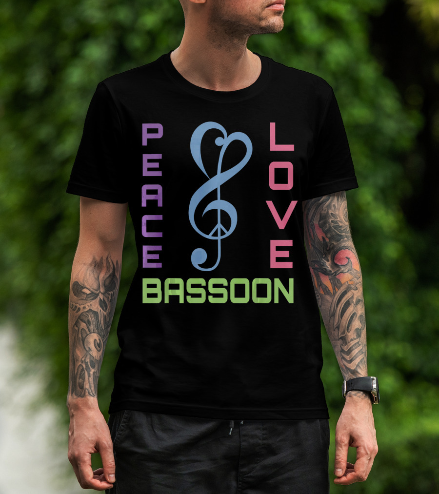 Peace Love Bassoon Music T-Shirt