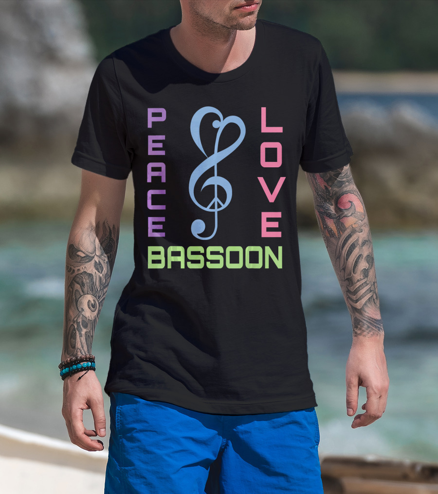 Peace Love Bassoon Music T-Shirt