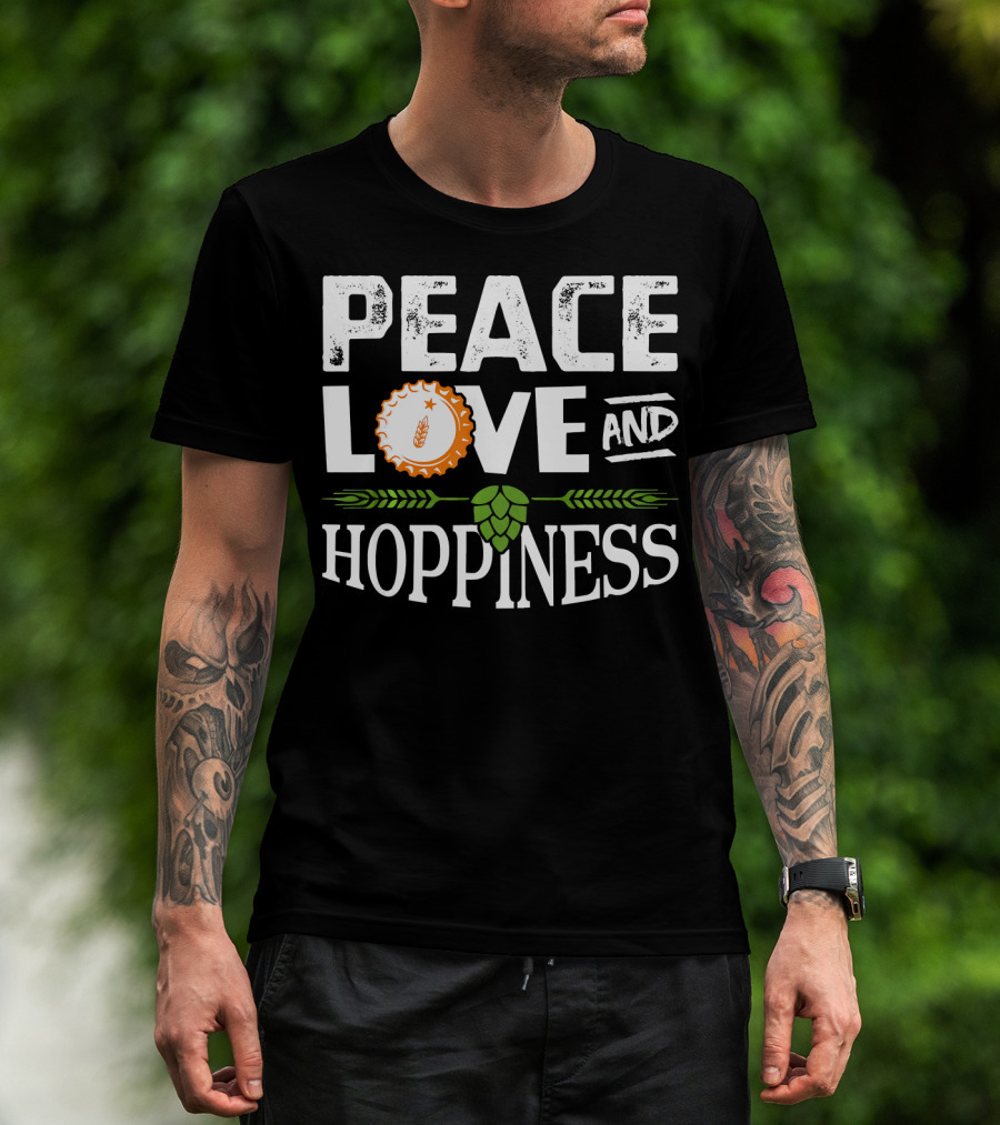 Peace Love And Hoppiness Craft Beer IPA Cappuccino Cup Wheat Symbol Hops T-Shirt