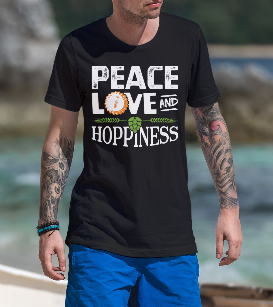 Peace Love And Hoppiness Craft Beer IPA Cappuccino Cup Wheat Symbol Hops T-Shirt