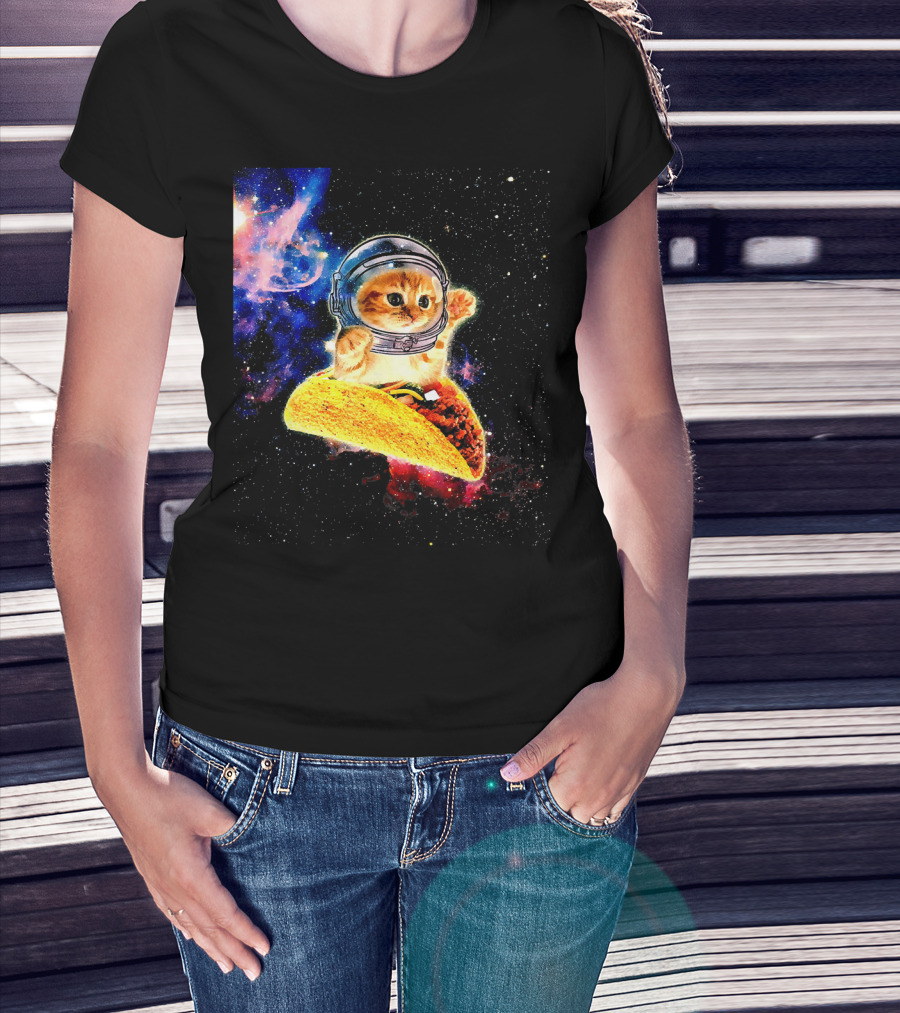 Crazy Space Taco Cat Astronaut Galaxy Adventure T-Shirt